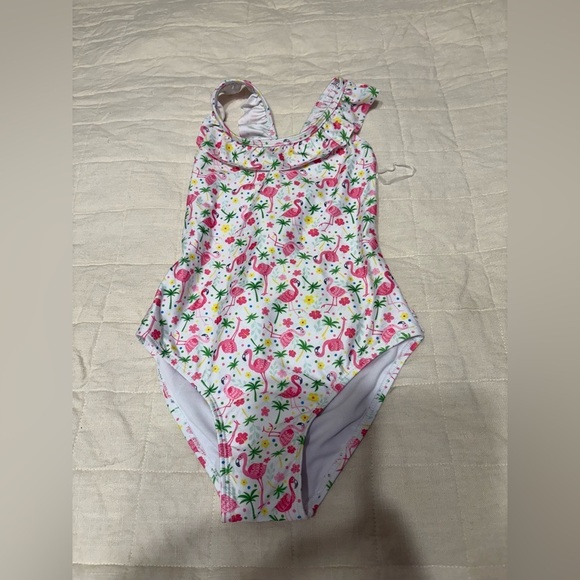 FLAP HAPPY girls one piece swimsuit in pink floral size 7 - Picture 2 of 6